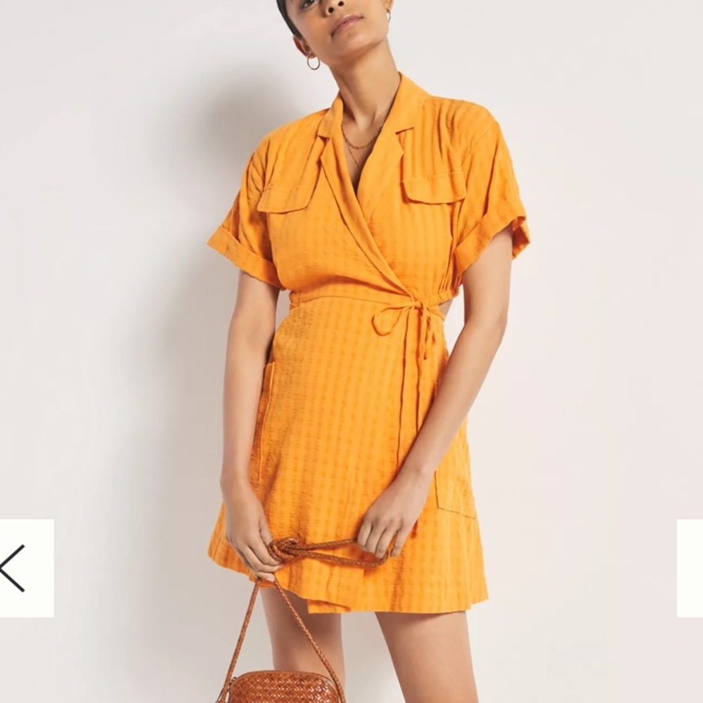 NWT Anthropologie Yellow gauze Cotton Shirt Dress with Back Cutout- Stunning!